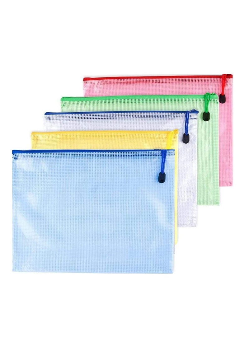 Excefore Mesh Zipper Pen A3 Size 10Pcs for Office Supplies Waterproof Tear-Resistant Plastic File Colorful Document Bag Zip File Folders Pockets Travel Bags Zipper Pouches  - Image 1