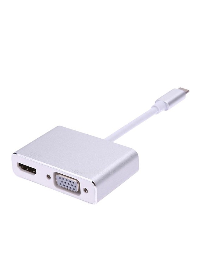 Generic Type C-2 In1 USB C To HDMI VGA UHD USB Type C To HDMI VGA Adapter For MacBook 