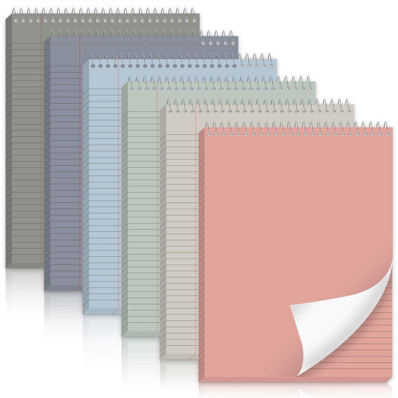 gisgfim 6 Pcs Neutral Top Bound Spiral Notebooks 8.5" x 11" College Ruled Aesthetic Legal Pad Steno Pads Colored Paper Assorted Covers Wirebound Notepad for Writing School Office Supplies - Image 1