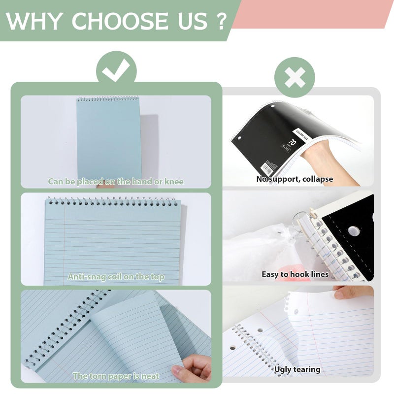 gisgfim 6 Pcs Neutral Top Bound Spiral Notebooks 8.5" x 11" College Ruled Aesthetic Legal Pad Steno Pads Colored Paper Assorted Covers Wirebound Notepad for Writing School Office Supplies - Image 5