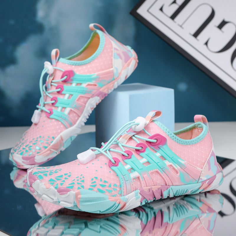 Cross-border outdoor hiking shoes beach shoes wading upstream shoes outdoor quick-drying hollow-out sole stream shoes non-slip Pink [2-368]]