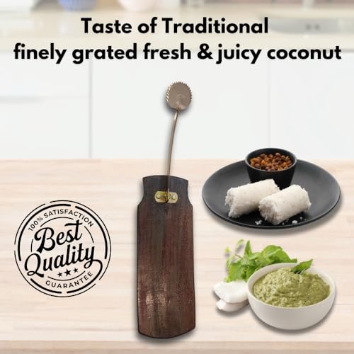 Swaadishta Traditional Coconut Scraper Manual Stainless Steel Blade | Effortless Grating, Every Time | Coconut Grater | Chirava | Thengai Thuruvi | Aruvamanai Kathipeeta | (Large) - Image 3