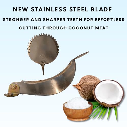Swaadishta Traditional Coconut Scraper Manual Stainless Steel Blade | Effortless Grating, Every Time | Coconut Grater | Chirava | Thengai Thuruvi | Aruvamanai Kathipeeta | (Large) - Image 2