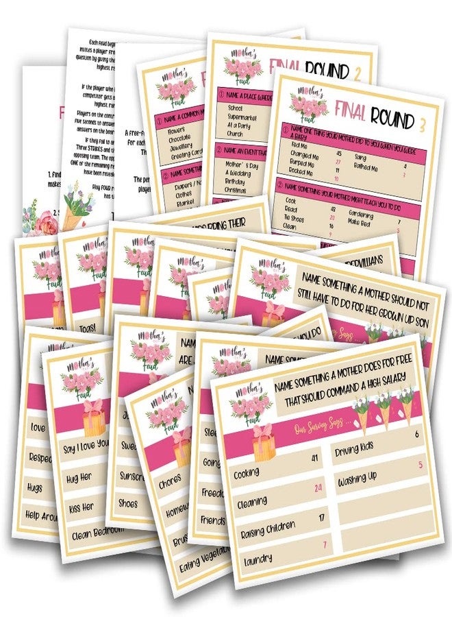 Pazag Mother's Day Friendly Feud Quiz, Family Feud Quiz, Mothers Day Decorations, Mother's Day Party Game, Family Activity, Feud Trivia Quiz, Baby Shower Game （MD02) - Image 1