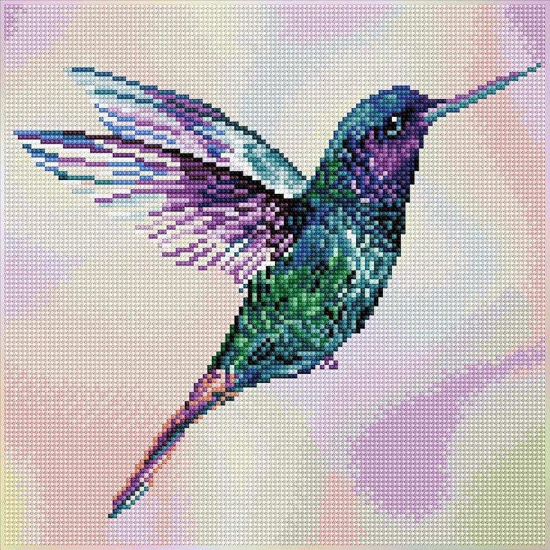 DIAMOND DOTZ Â® - Hummm Along, Full Drill, Square Dotz, Square Diamond Painting Kits, Square Drill Diamond Painting, Diamond Painting Square Drill, Hummingbird Diamond Art, 12.6"x12.6"