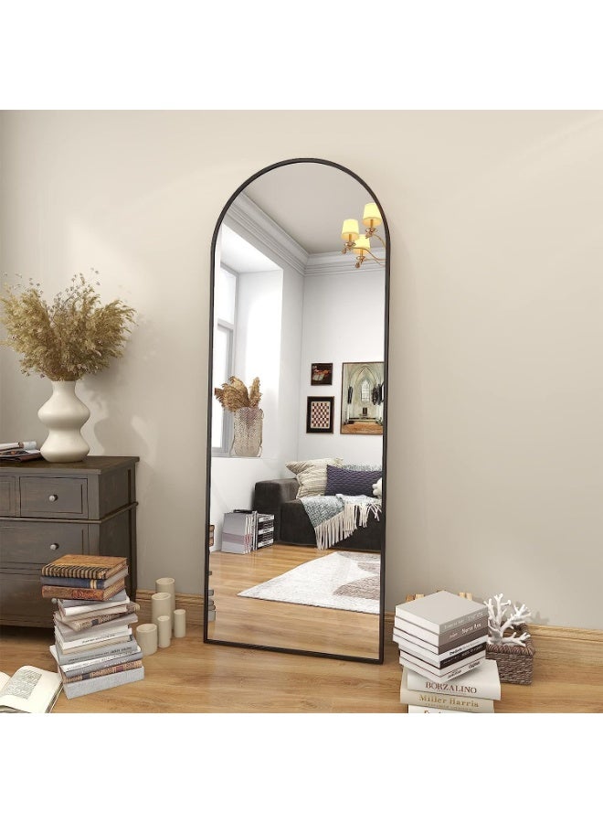Decorhills Arched Full Length Mirror 152 x 42 cm | Modern Black Aluminum Frame | Wall Mounted & Floor Standing Mirror | Large Bedroom Dressing Mirror | Full Body Mirror for Living Room & Home Office - Image 1