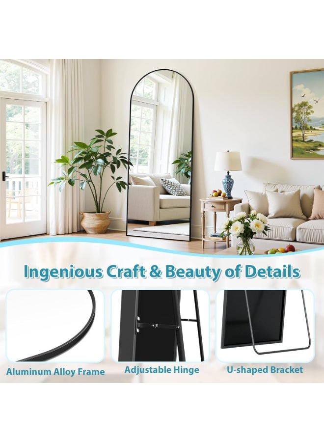 Decorhills Arched Full Length Mirror 152 x 42 cm | Modern Black Aluminum Frame | Wall Mounted & Floor Standing Mirror | Large Bedroom Dressing Mirror | Full Body Mirror for Living Room & Home Office - Image 2