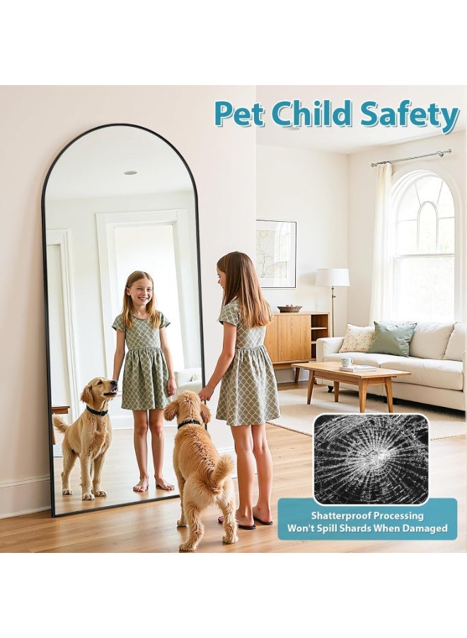 Decorhills Arched Full Length Mirror 152 x 42 cm | Modern Black Aluminum Frame | Wall Mounted & Floor Standing Mirror | Large Bedroom Dressing Mirror | Full Body Mirror for Living Room & Home Office - Image 3