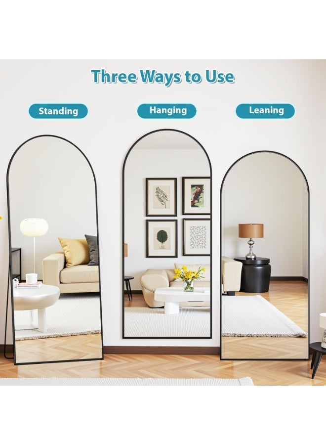 Decorhills Arched Full Length Mirror 152 x 42 cm | Modern Black Aluminum Frame | Wall Mounted & Floor Standing Mirror | Large Bedroom Dressing Mirror | Full Body Mirror for Living Room & Home Office - Image 4