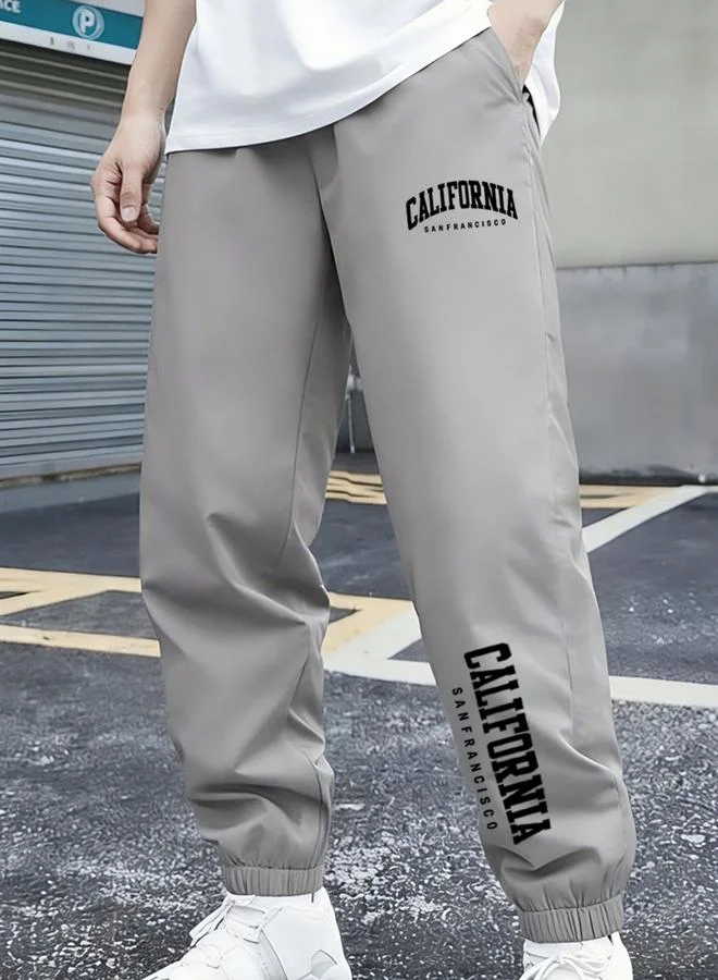 Take Two  Boys Grey California Slogan Tapered Track Pants for Men | Best Price UAE