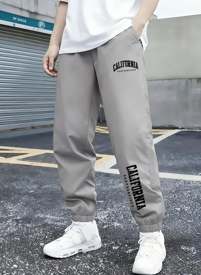 Take Two Boys Grey California Slogan Tapered Track Pants