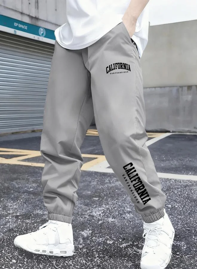 Take Two Boys Grey California Slogan Tapered Track Pants