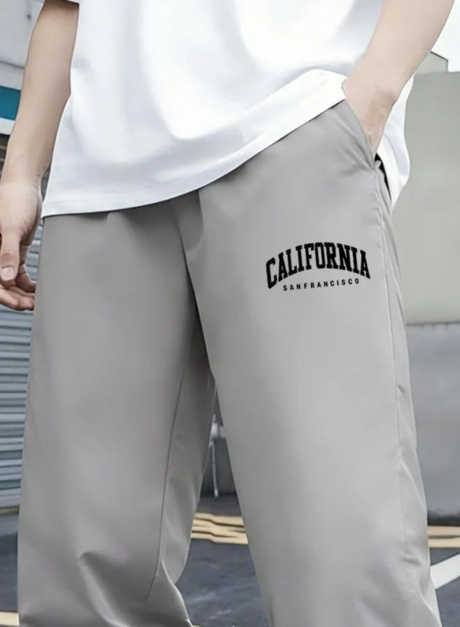 Take Two  Boys Grey California Slogan Tapered Track Pants for Men | Best Price UAE