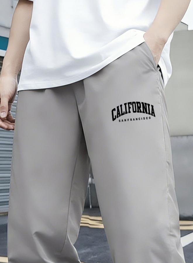 Take Two Boys Grey California Slogan Tapered Track Pants - Image 5