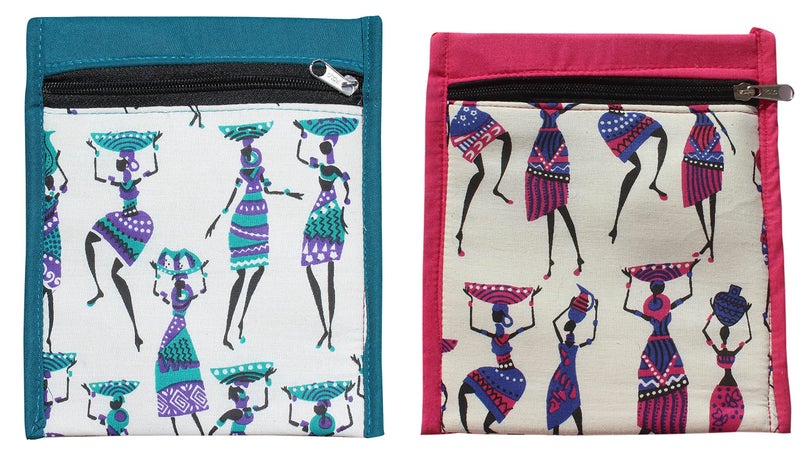 Mandhania Warli Printed Cotton Sling Bags for Womens Pack of 2 Multicolor - Image 2