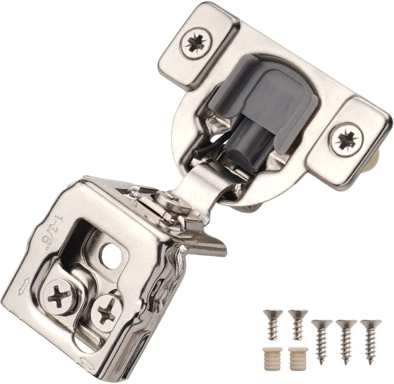 Decobasics 40 Pack 1-3/8"" Overlay Soft Close Cabinet Hinges For Kitchen Cabinets -Satin Nickel Self Closing Kitchen Cabinet Hinges Concealed With Built-In Soft Close Hinges Damper -3 Way Adjustability - Image 1