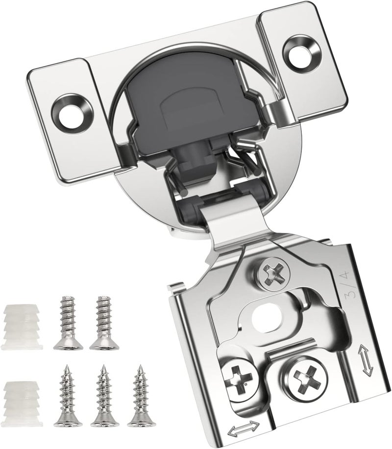 Chibery 50 Pack 3/4" Overlay 3D Soft Close Concealed Hinge for Face Frame Door, Smooth Slow Self Closing Hinges, Satin Nickel, Hidden 105° Open Angle Stainless Steel Hinge for Kitchen Cabinet Door - Image 1