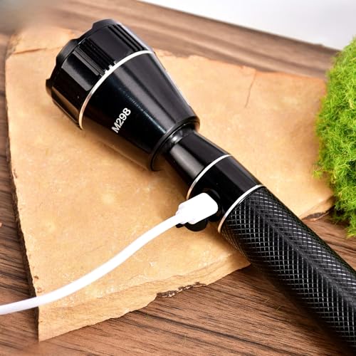 MZ M298 (Rechargeable LED Metal Torch) Zoomable Super Bright 150W with 1500mAh Battery & 3 Modes Flashlight (Black) - Image 3