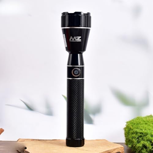MZ M298 (Rechargeable LED Metal Torch) Zoomable Super Bright 150W with 1500mAh Battery & 3 Modes Flashlight (Black) - Image 5