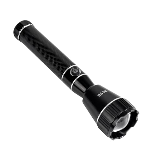 MZ M298 (Rechargeable LED Metal Torch) Zoomable Super Bright 150W with 1500mAh Battery & 3 Modes Flashlight (Black) - Image 1