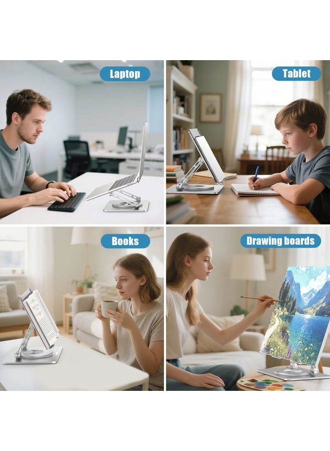 Sopholid 360° Swivel Laptop Stand - 2.5mm Heavy-Duty Aerospace Aluminum, Adjustable Height & Angle, Sturdy Yet Lightweight，Ergonomic Desk Mount for 10-17" MacBook/Dell/HP,Silver - Image 4