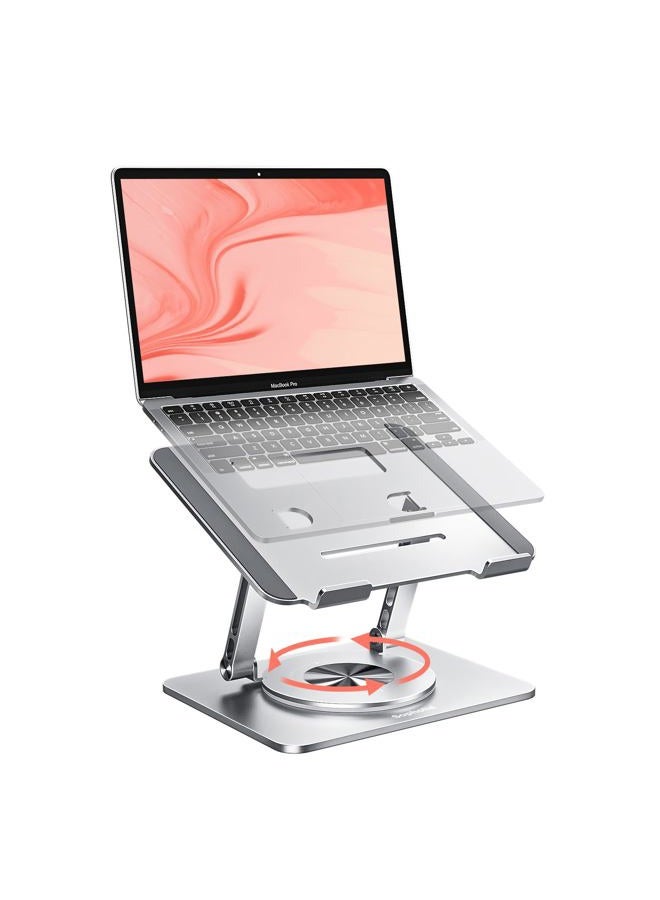 Sopholid 360° Swivel Laptop Stand - 2.5mm Heavy-Duty Aerospace Aluminum, Adjustable Height & Angle, Sturdy Yet Lightweight，Ergonomic Desk Mount for 10-17" MacBook/Dell/HP,Silver - Image 1
