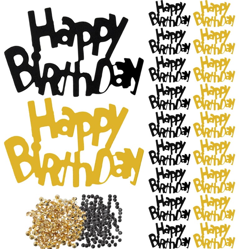Black Gold Acrylic Confetti Scatter For Birthday Party Table Decorations - Image 2
