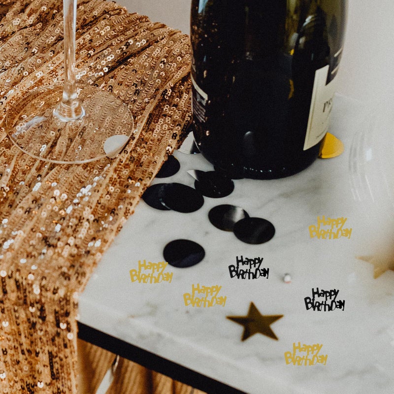 Black Gold Acrylic Confetti Scatter For Birthday Party Table Decorations - Image 5
