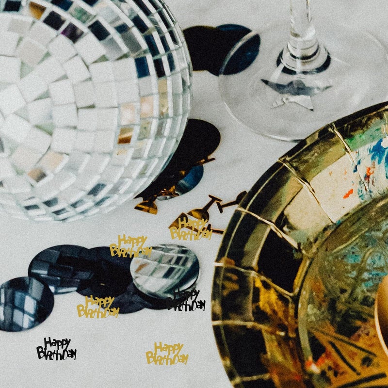 Black Gold Acrylic Confetti Scatter For Birthday Party Table Decorations - Image 4