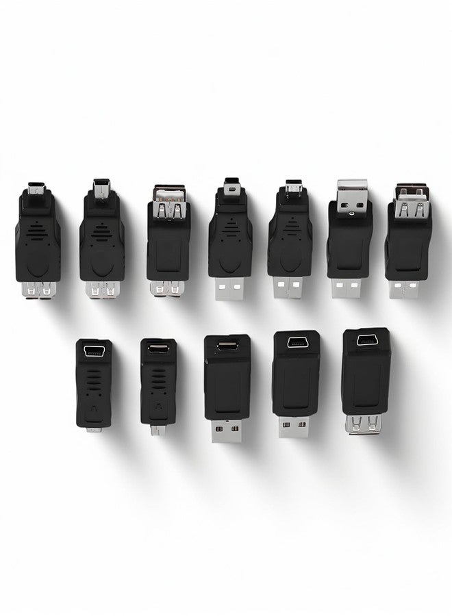 ZERONE 12Pcs USB Adapter Kit, USB 2.0 Male to Female/Micro/Mini OTG Connectors Set for Phone, Tablet, Camera, PC and Data Transfer - Image 1