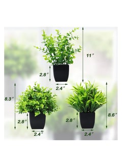 Artificial Potted Plants Set of 3 Mini Fake Plants,3 Pack Small Eucalyptus Potted Plants,Wheat Grass Faux Plant in Black Pot for Home Office Desk,Bathroom Shelf,Bedroom Indoor Decorations. - pzsku/ZB8DE4A72A6983EB155B2Z/45/_/1740071850/299e9e33-006f-4d36-a54f-4f2b5e6b9271