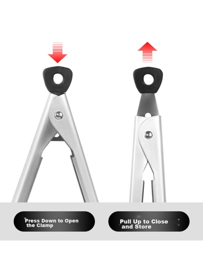 Bai Jie Baijie 304 Stainless Steel Steak Tongs, Multifunctional Food Tongs, Barbecue Tongs, Kitchen Bread Food Tongs, Baking Tools  - Image 3