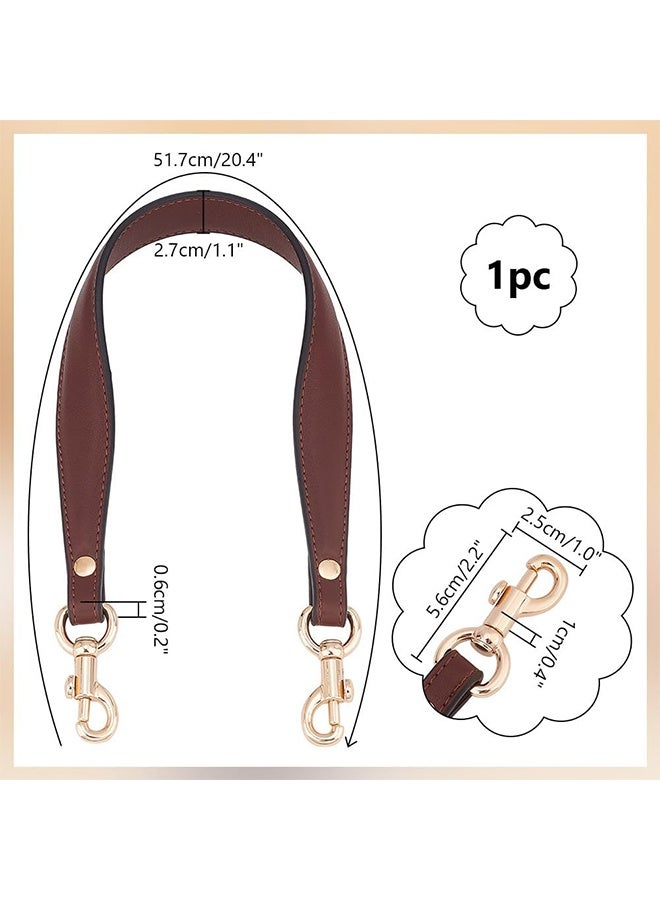 20.3 Inch Imitation Leather Bag Strap, Short Purse Strap 1 Inch Wide Bag Strap Replacement Bag Handle Handbag Strap with Golden Clasp for Women DIY Underarm Bag Handbag, Coffee Color - Image 2