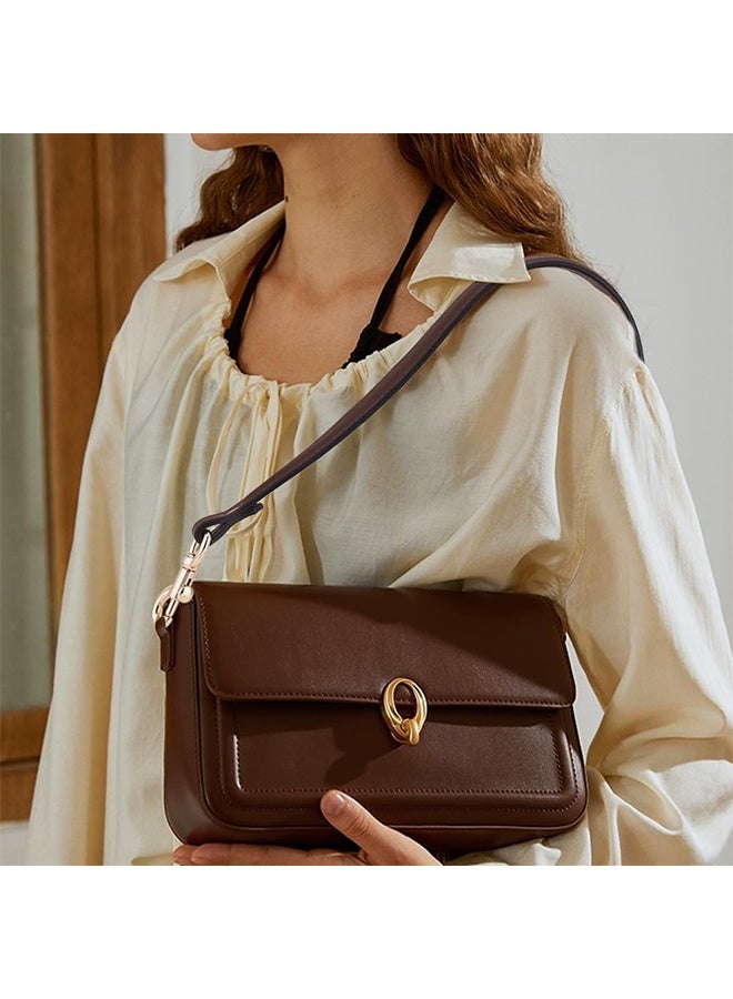 20.3 Inch Imitation Leather Bag Strap, Short Purse Strap 1 Inch Wide Bag Strap Replacement Bag Handle Handbag Strap with Golden Clasp for Women DIY Underarm Bag Handbag, Coffee Color - Image 5