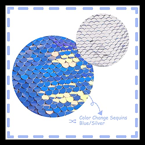 Toandon Girls Kids Canvas Shoes Sneakers for Toddler Boys Color Change Flipping Sequins Glitter Sparkle Slip On High Top Adjustable Hook Loop Straps Velcro Non-Slip Lightweight Blue Size 2 - Image 3