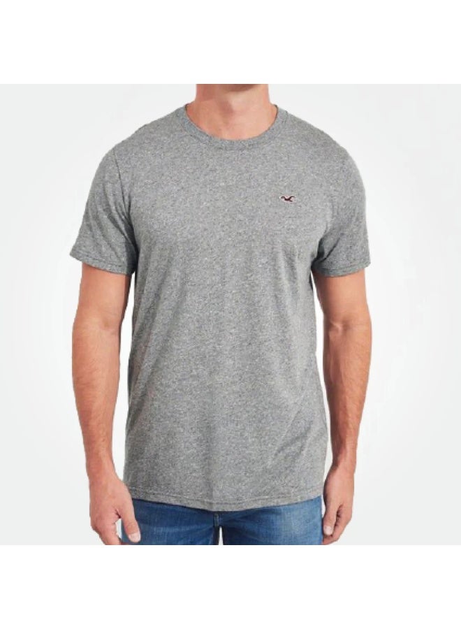 هوليستر تيشيرت رجالي هوليستر بياقة دائرية وأكمام قصيرة قطن مريح كاجوال لون رمادي مقاس L