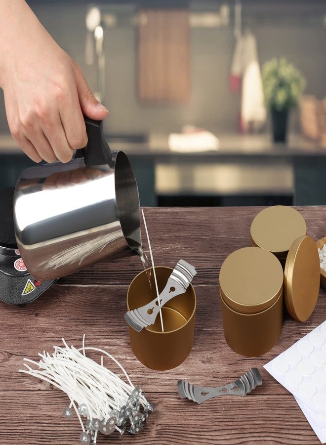 BBAXI علب شموع ذهبية BBAXI سعة 4 أونصات 24 قطعة، برطمانات شموع فارغة لصنع الشموع، حاويات شموع DIY، علب معدنية دائرية مع أغطية لصنع الشموع - Image 5