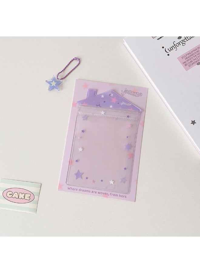 NIBEMINENT 1 - Piece Transparent Small House Doll Kpop Photo Card Holder Pendant Key Chain ID Badge Holder ID Card Holder Photo Card Protector for School ID Office ID Access Card for Women Girls - Image 1