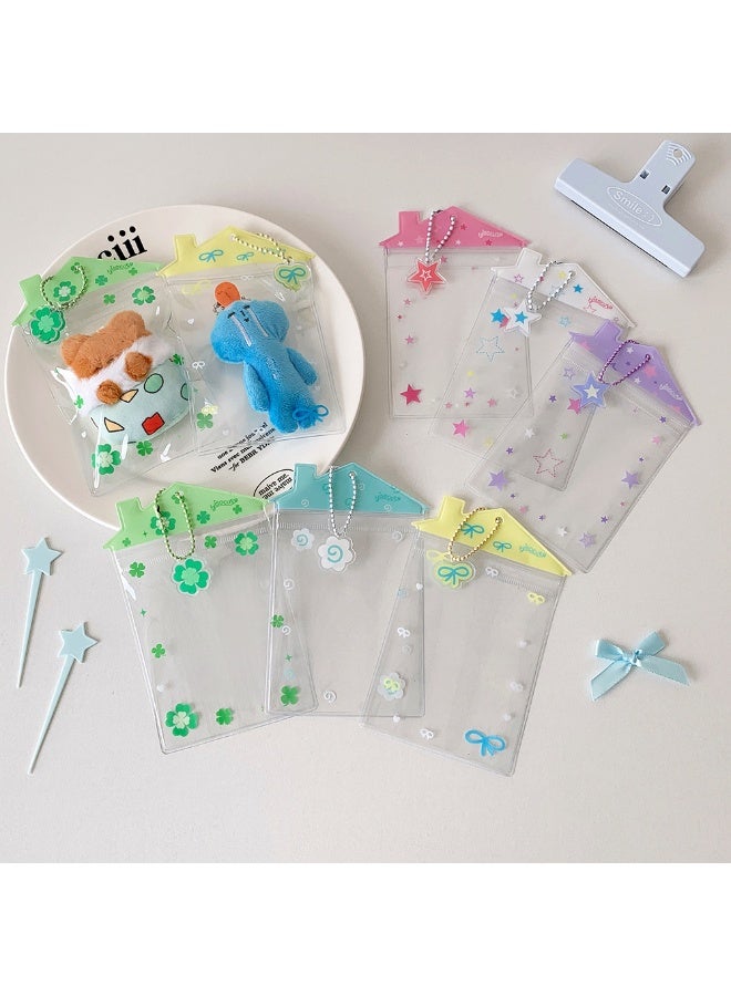 NIBEMINENT 1 - Piece Transparent Small House Doll Kpop Photo Card Holder Pendant Key Chain ID Badge Holder ID Card Holder Photo Card Protector for School ID Office ID Access Card for Women Girls - Image 2