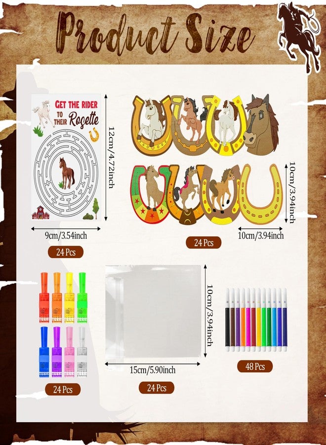 Cinrobiye 144 PCS Horse Party Favors DIY Horseshoes Wooden Craft Kit, Rodeo Horse Goodie Bag Fillers Pinata Fillers Prize Bulk for Barn Western Cowboy Birthday Party Supplies - Image 2