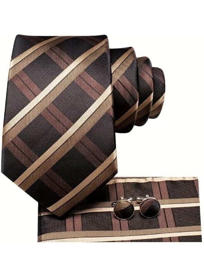 Luxury Men's Tie Set, 4 Pieces - Handcrafted from Imported Materials - Includes Pocket Square, Cufflinks, Tie Clip - Classic Design with a Modern Touch - Gift Box Available for Special Occasions - Image 2