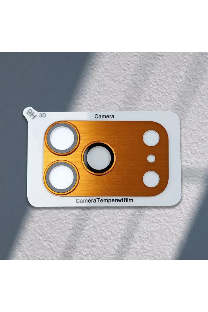 واقي عدسة كاميرا برتقالي اللون من الألومنيوم عالي الدقة 9H لهاتف iPhone 17 Pro و17 Pro Max