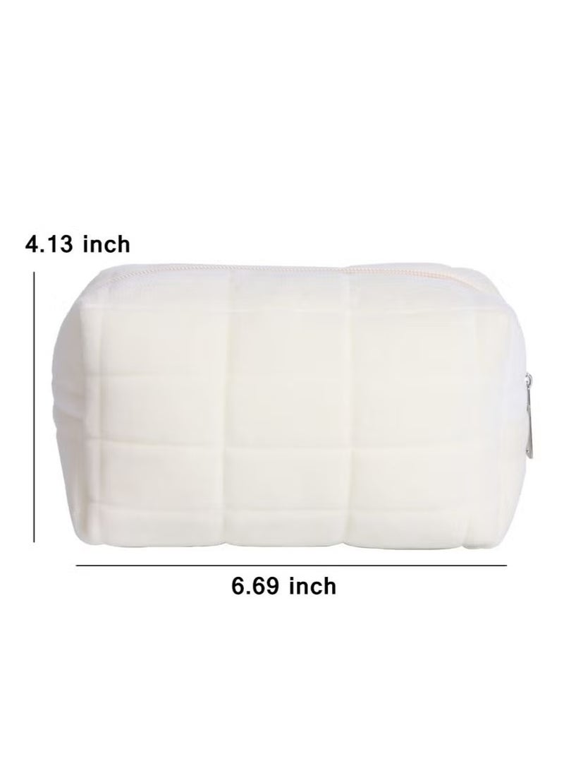 Plush Makeup Bag, Cosmetic Bag for Women, Zipper Large Solid Color Travel Toiletry Bag, Travel Make up Toiletry Bag Washing Pouch  - Image 5