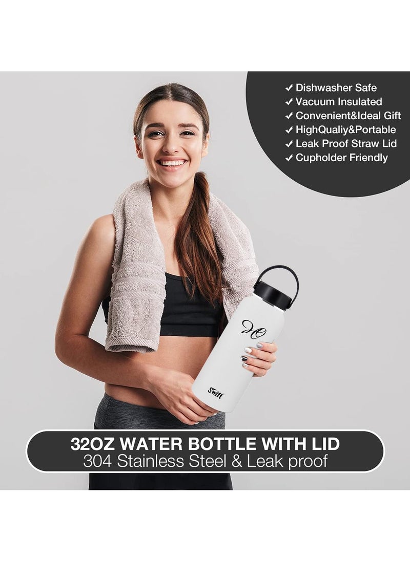 Swift 1L Stainless Steel Flask Water Bottle with Straw and 2 Lids, Reusable Wide Mouth Travel Thermo Water Mug for Gym, Sports, Camping,  Traveling 1000ml  - Image 4