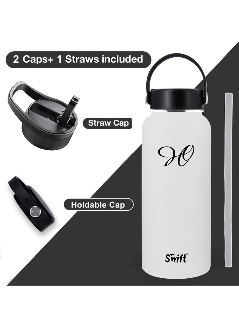 Swift 1L Stainless Steel Flask Water Bottle with Straw and 2 Lids, Reusable Wide Mouth Travel Thermo Water Mug for Gym, Sports, Camping,  Traveling 1000ml  - Image 3