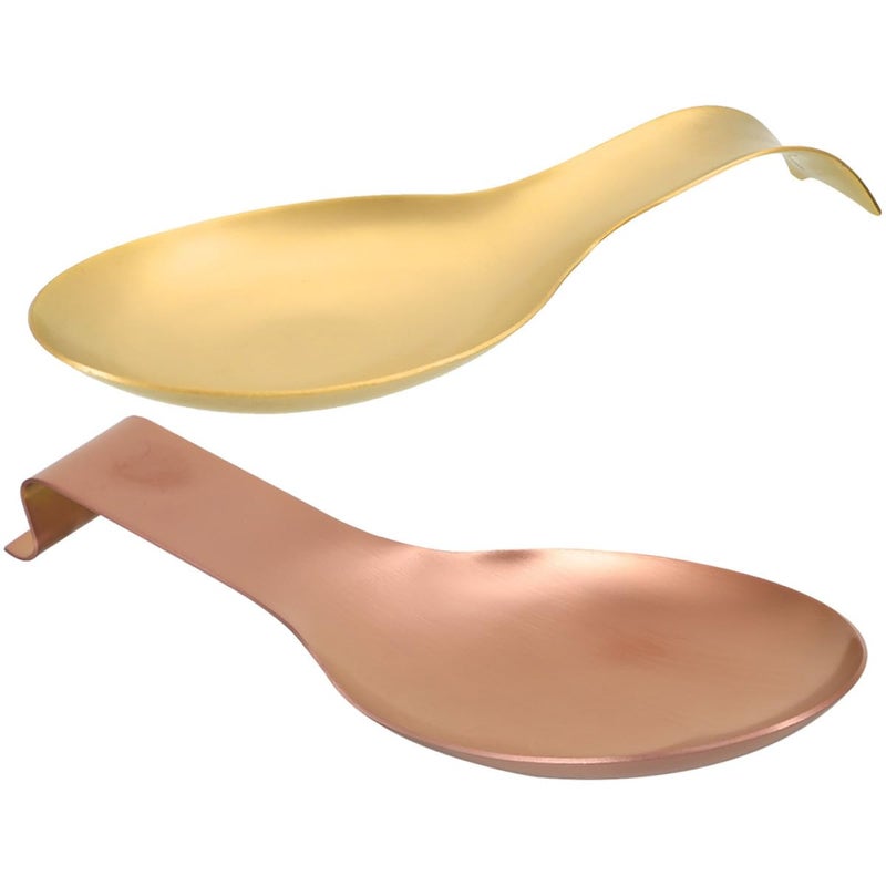 Stainless Steel Spoon Rest Set 2 Piece Compact Heat Resistant Utensil Holder - Image 2