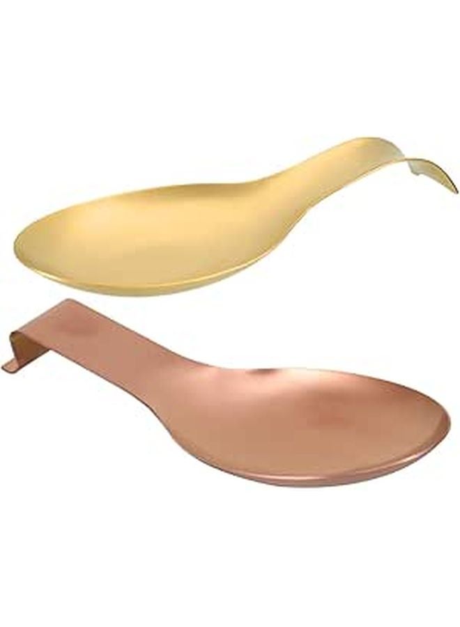 Stainless Steel Spoon Rest Set 2 Piece Compact Heat Resistant Utensil Holder - Image 1