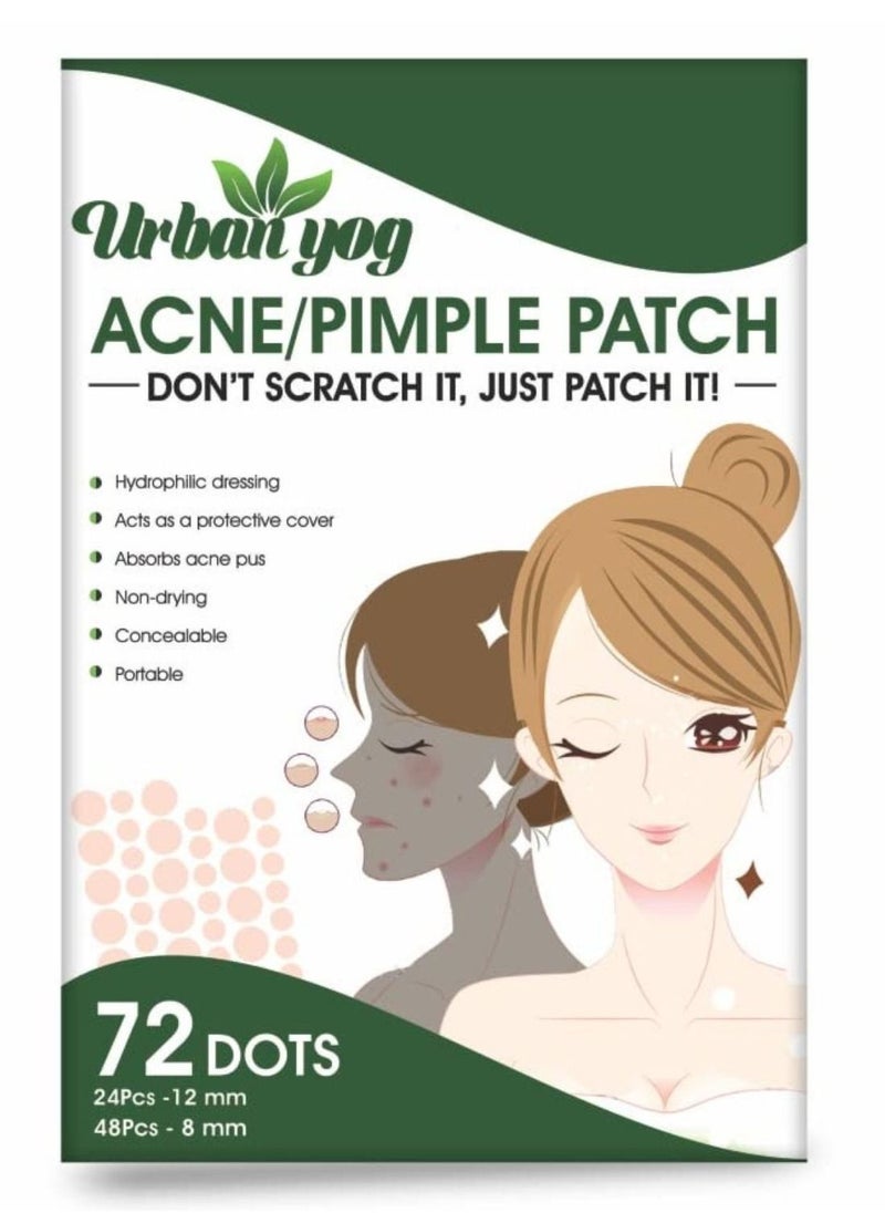 Urban yog - Acne Pimple Patch Invisible Facial Stickers cover with 100% Hydrocolloid Pimple Patches for Face 72 Dots - Image 1
