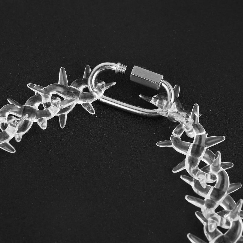 HZMAN Chunky Transparent Acrylic Spike Necklace for Men Goth Choker Collar - Image 4