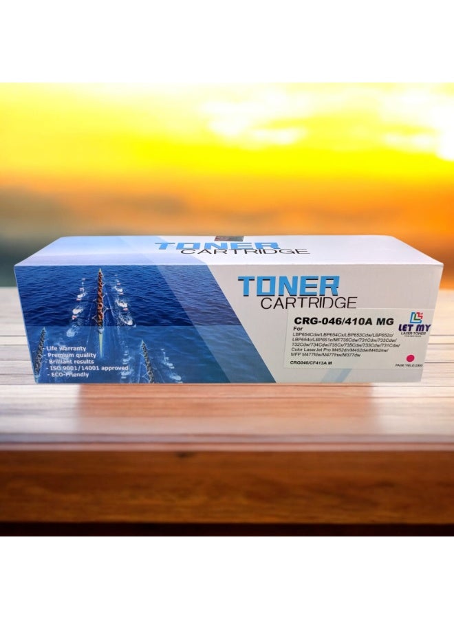 LET MY 410A CF413A/CRG-046 MAGENTA Universal Cartridge Toner Compatible For HP Canon LaserJet M452 MFP M477 LBP651C LBP652C LBP654C LBP653Cdw LBP654Cx MF732cdw MF734cdw MF735cx MF731Cdw MF733Cdw (MAGENTA) - Image 2